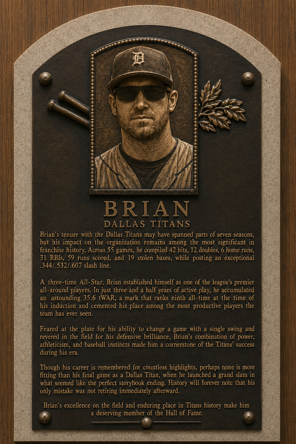 Brian — Hall of Fame Plaque